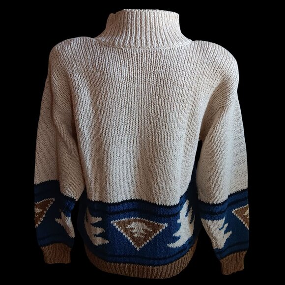 Women's PS Petite Small Sweater Vintage Lizwear Turtle Neck Geometric Pattern - Picture 5 of 9